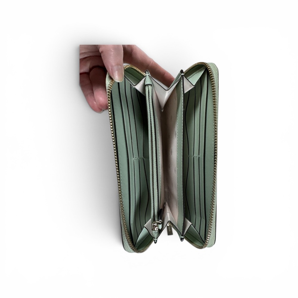 Kate Spade New York Sage Green Pebbled Leather Zip Around Continental Wallet - Picture 4 of 4
